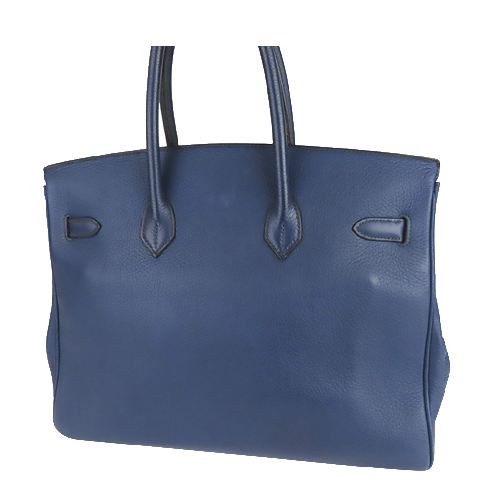 

Hermes Blue Clemence Leather Gold Hardware Birkin 35 Bag