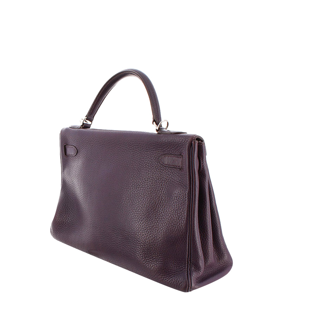 

Hermes Purple Taurillon Clemence Leather Palladium Hardware Kelly Retourne 32 Bag