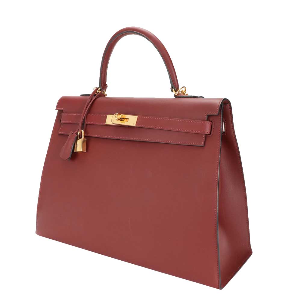 

Hermes Rouge H Sombrero Leather Gold Hardware Kelly 35 Bag, Burgundy