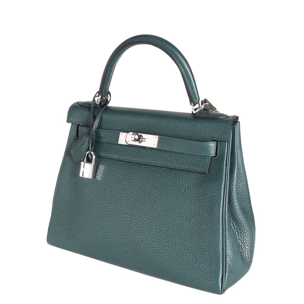 

Hermes Green Vert Cypress Togo Leather Palladium Hardware Kelly 28 PHW Bag