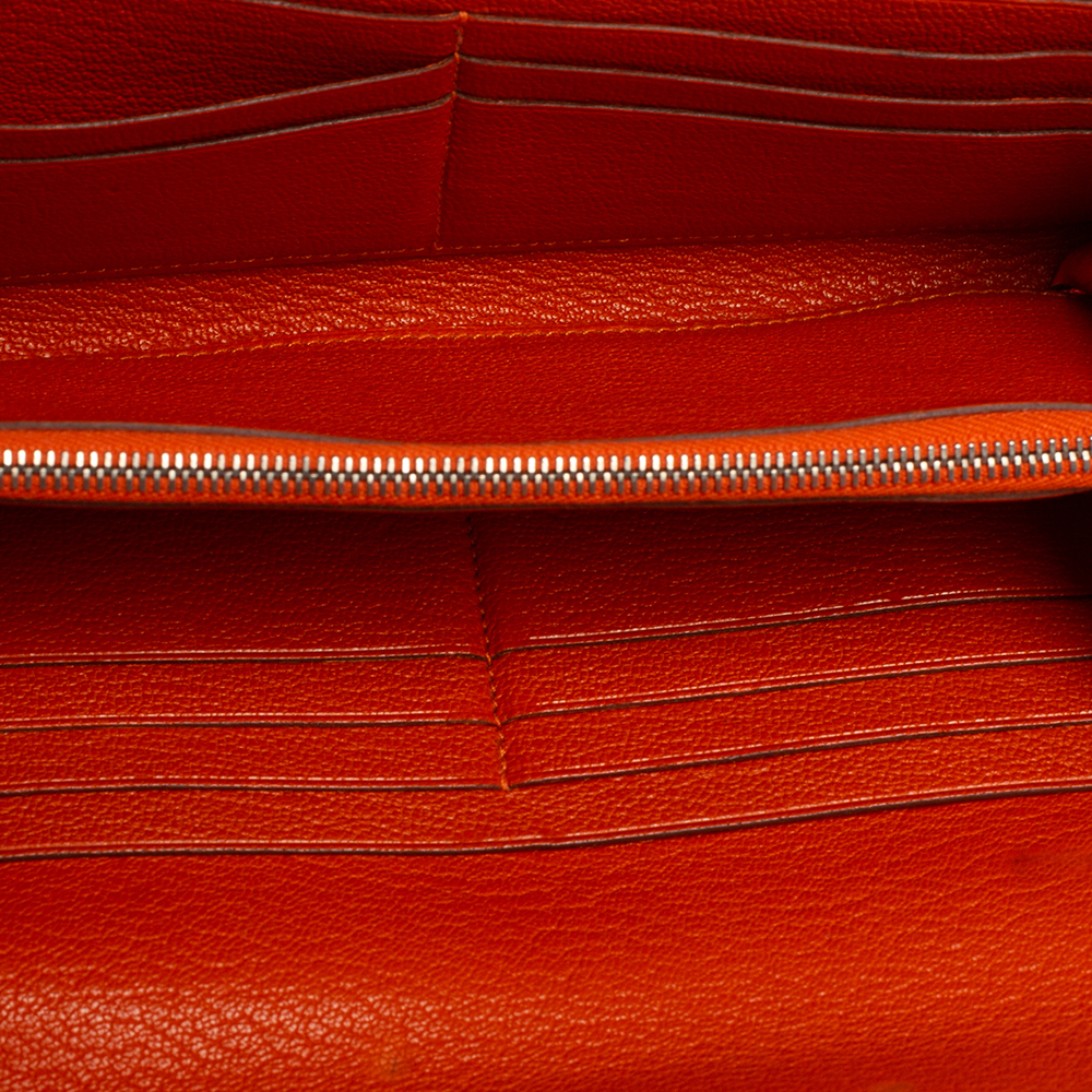 

Hermès Orange Chevre Mysore Leather Kelly Classic Wallet