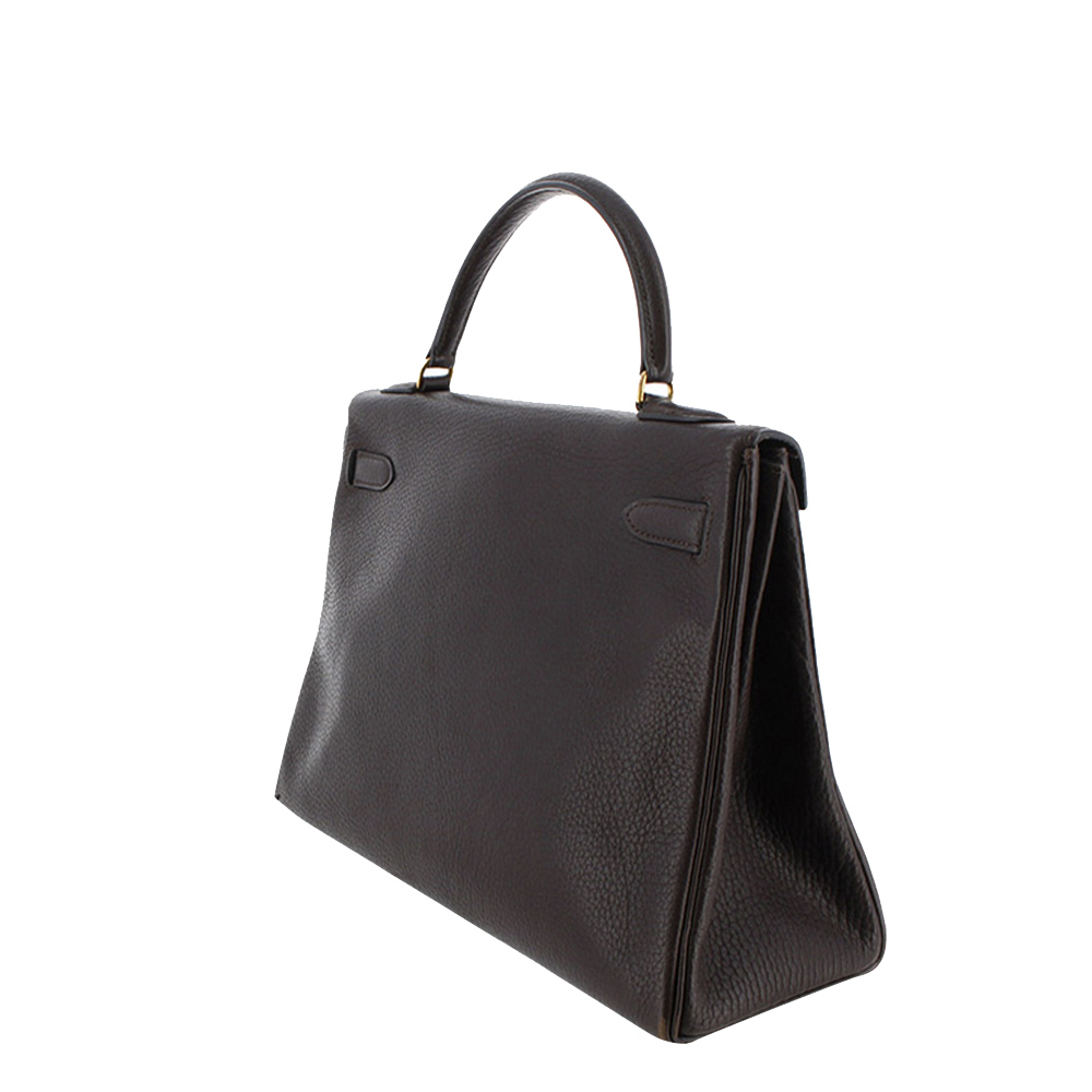

Hermes Brown/Dark Brown Fjord Leather Gold Hardware Kelly 32 Bag