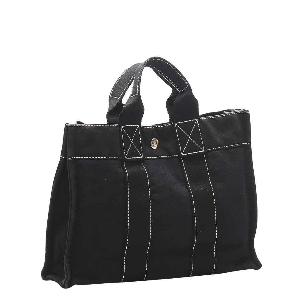 

Hermes Black Canvas Fourre Tout Tote Bag
