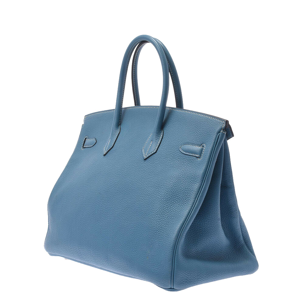 

Hermes Blue Togo Leather Palladium Plated Hardware Birkin 35 Bag