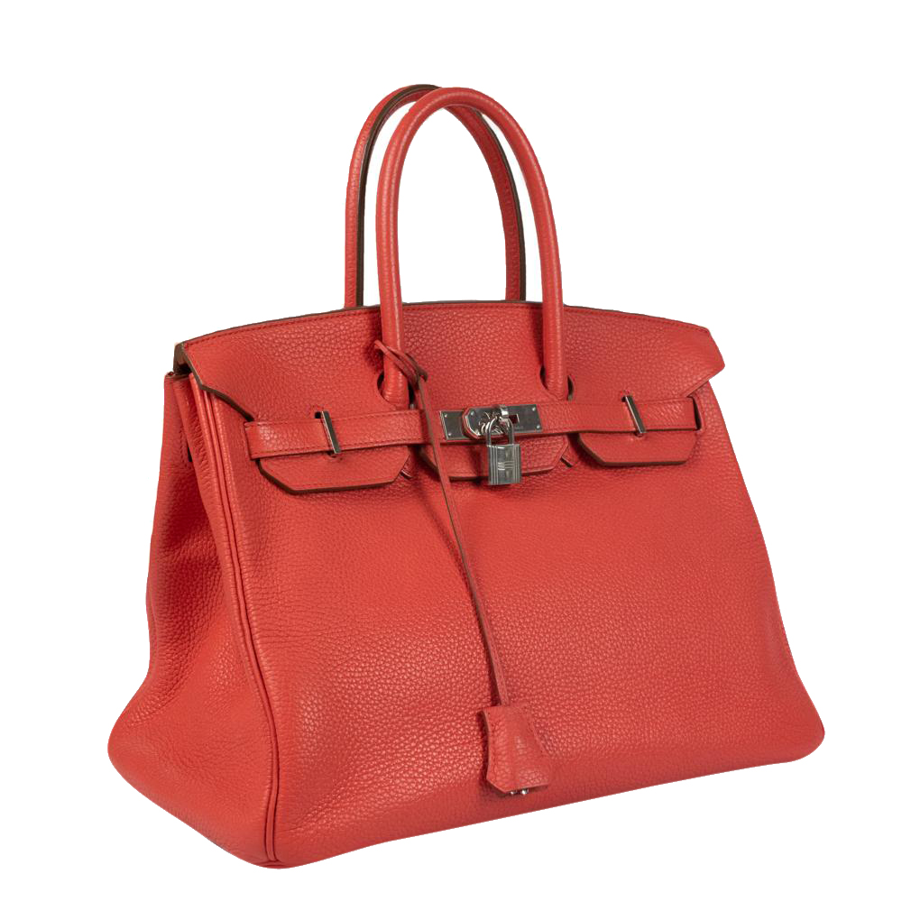 

Hermes Pink Leather Palladium Hardware Birkin 35 Bag