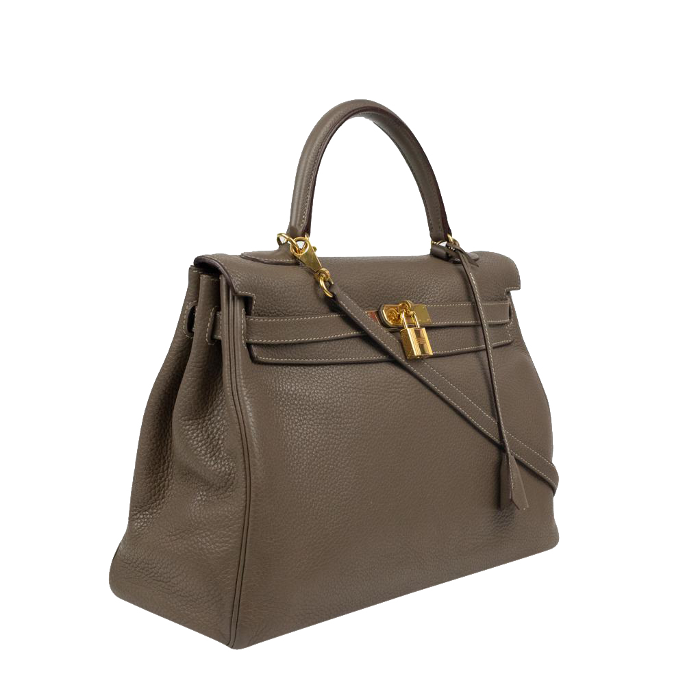 

Hermes Brown Leather Gold Hardware Kelly 35 Bag