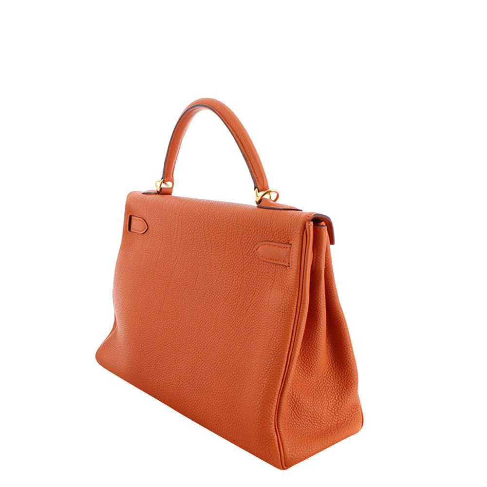 

Hermes Orange Calf Leather Gold Hardware Kelly 32 Bag