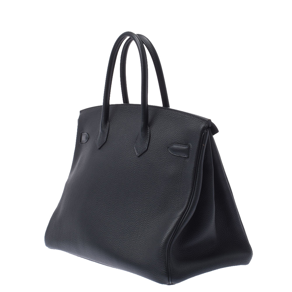 

Hermes Navy Blue Togo Leather Palladium Hardware Birkin 35 (2014) Bag