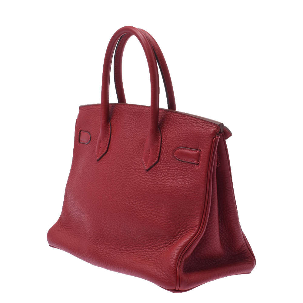 

Hermes Red Clemence Leather Palladium Hardware Birkin 30 Bag