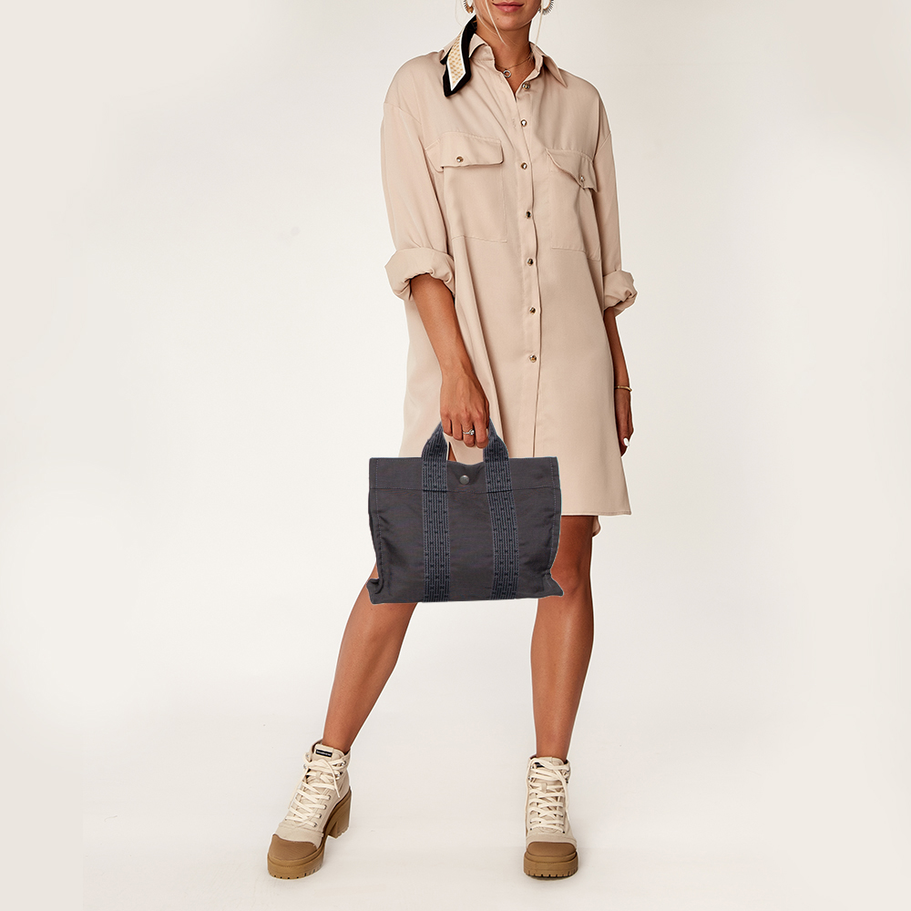 

Hermes Grey/Black Canvas Fourre Tout PM Bag