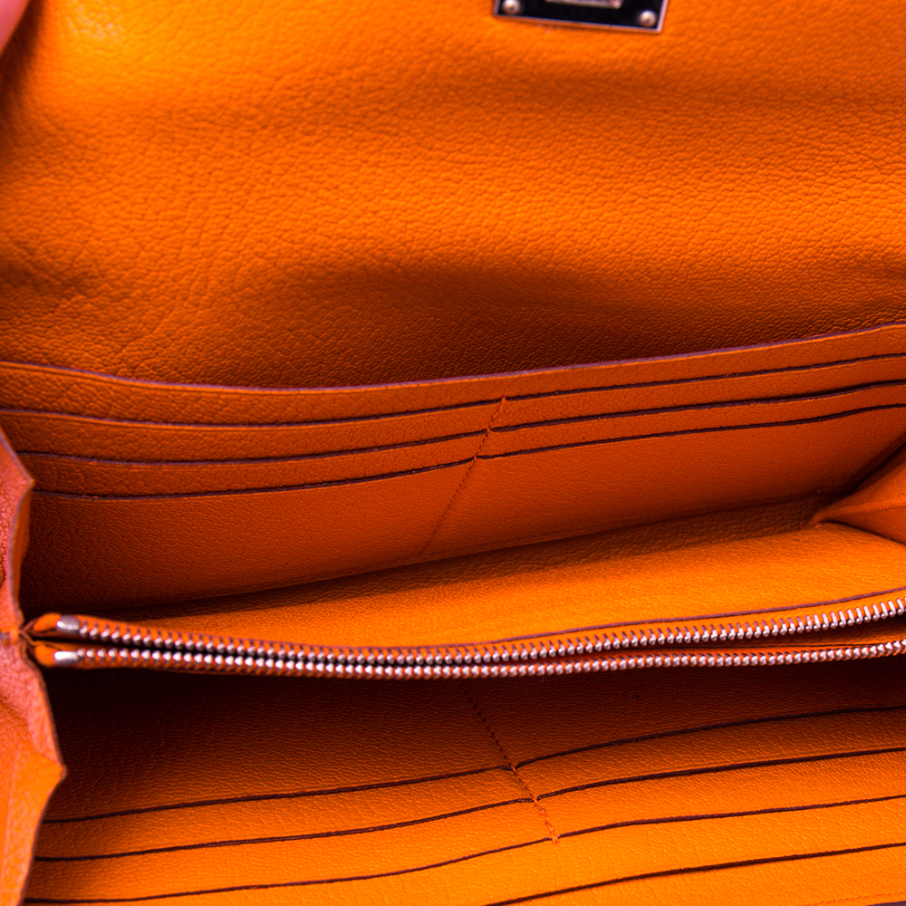 

Hermès Orange Chevre Mysore Leather Kelly Classic Wallet