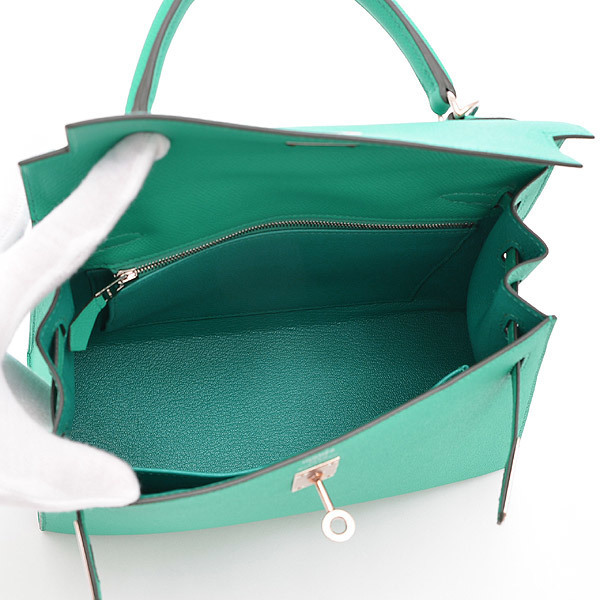 

Hermes Green Epsom Leather Palladium Hardware Kelly 25 Bag
