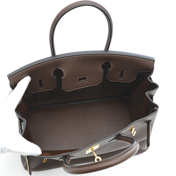 

Hermes Dark Brown Taurillon Clemence Leather Gold Hardware Birkin 30 Bag