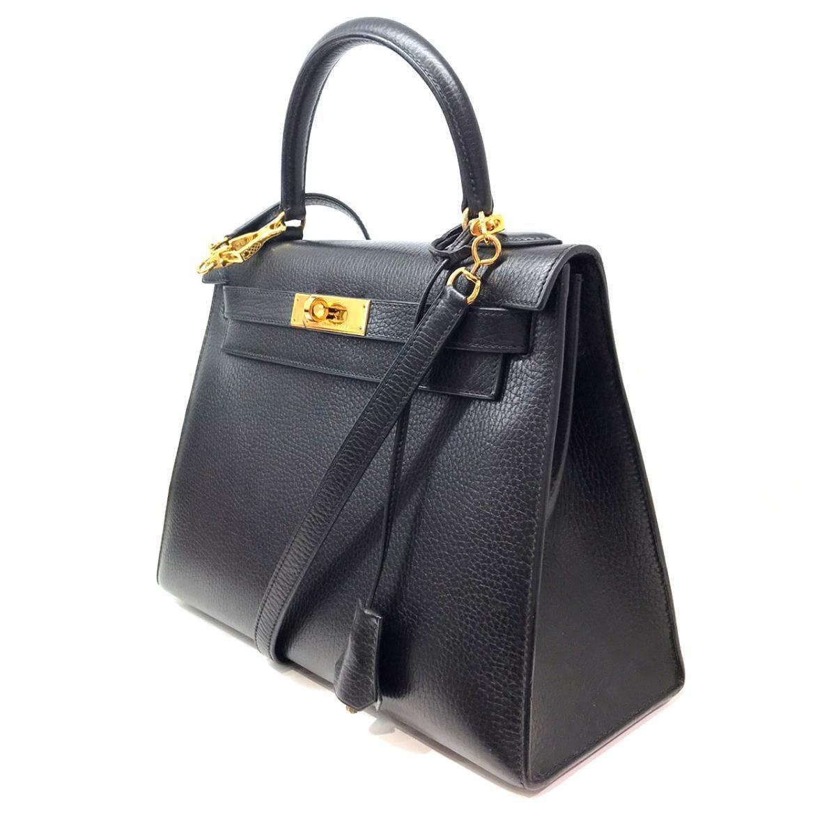 

Hermes Black Ardennes Leather Gold Hardware Kelly 28 Bag