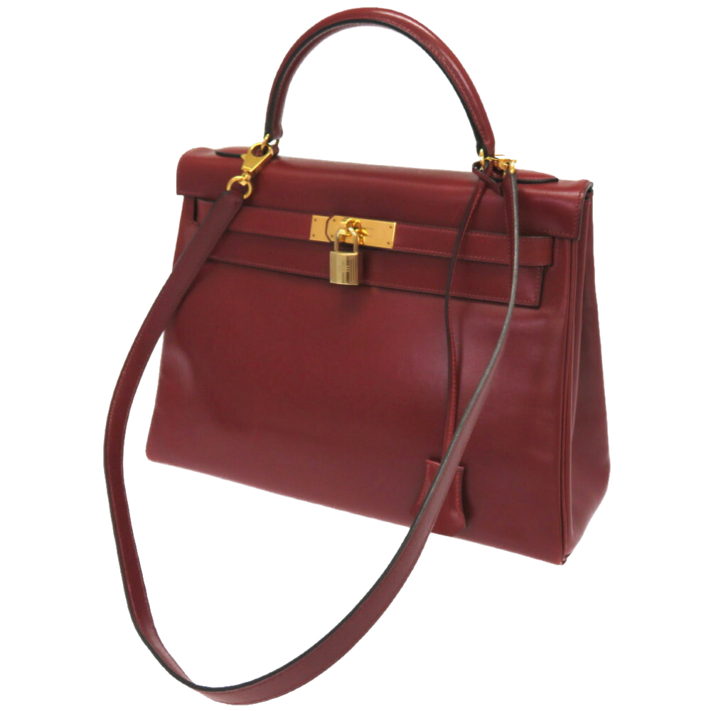 

Hermes Red Calf Leather Gold Hardware Kelly 32 Bag