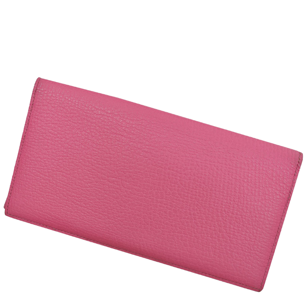 

Hermes Pink Chevre Leather Evelyn Wallet