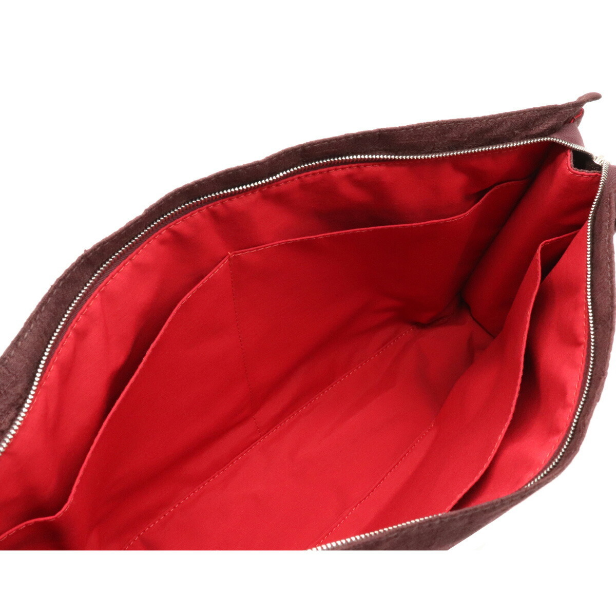 

Hermes Brown Satin Leather Makeup Clutch Bag