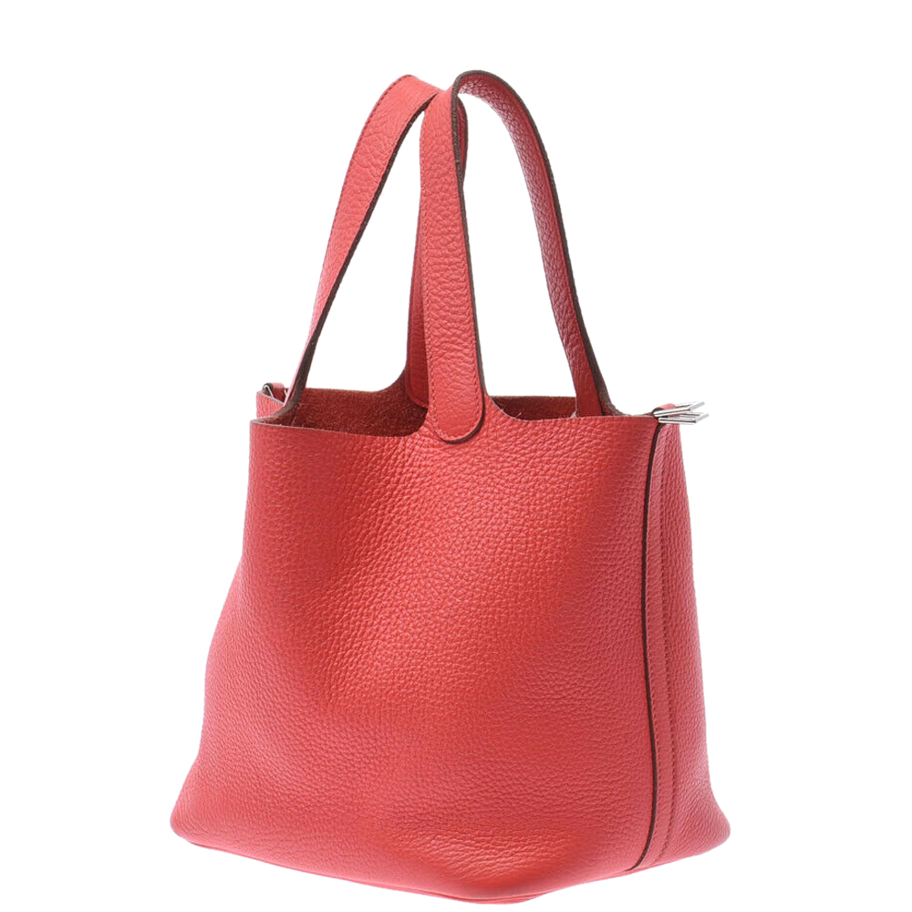

Hermes Pink Taurillon Clemence Leather Picotin Lock MM Top Handle Bag