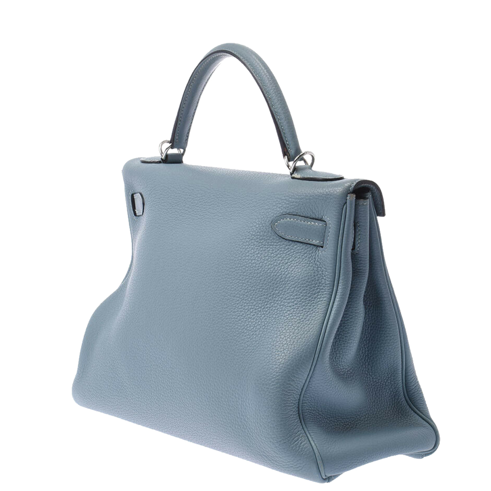 

Hermes Blue Taurillon Clemence Leather Palladium Hardware Kelly 32 Bag