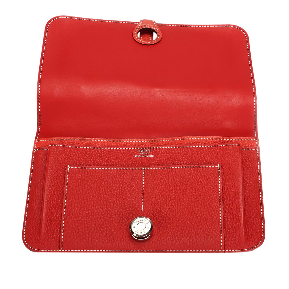 

Hermes Red Calf Leather Dogon Long Wallet