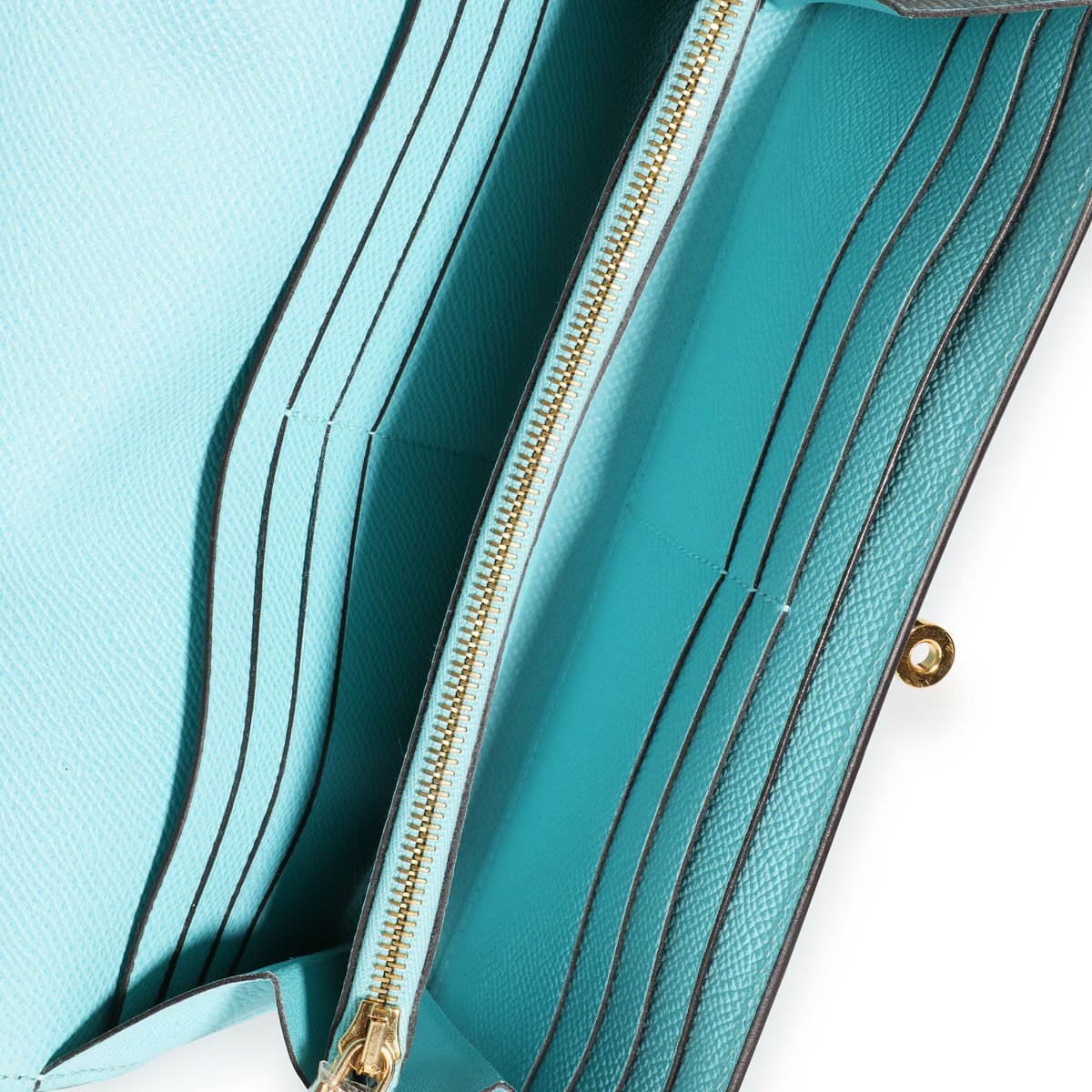 

Hermes Blue Epsom Leather Gold Hardware Kelly Classic Wallet