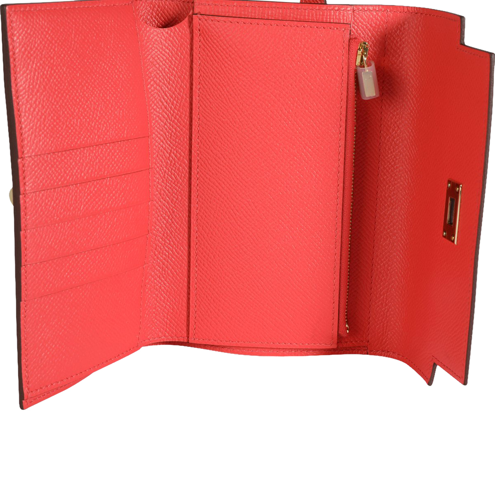 

Hermes Pink Epsom Leather Gold Hardware Kelly Depliant Medium Wallet