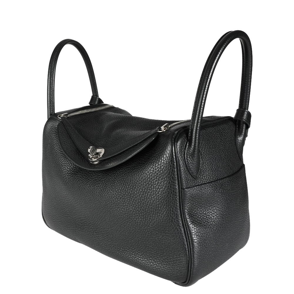 

Hermes Black Clemence Leather Lindy 30 Shoulder Bag
