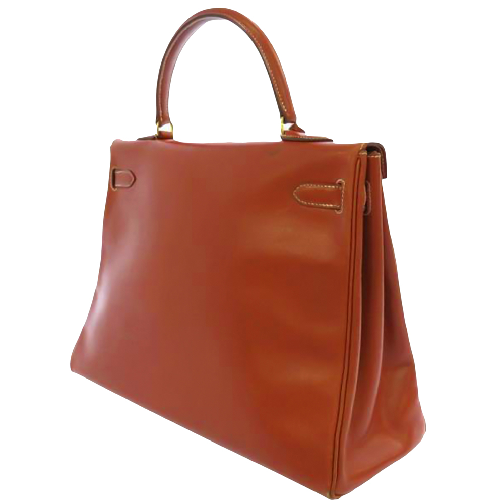 

Hermes Brown Calf Leather Gold Hardware Kelly 35 Bag