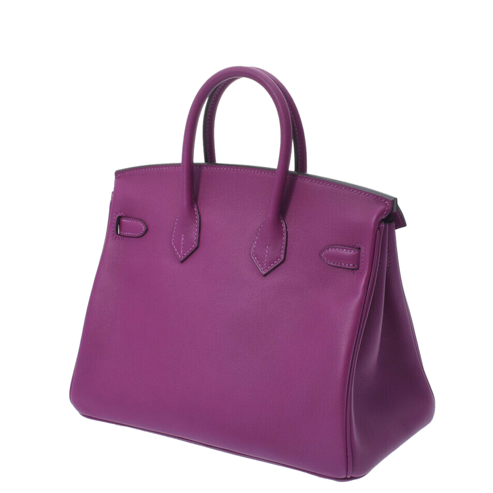 

Hermes Purple Swift Leather Palladium Hardware Birkin 25 Bag