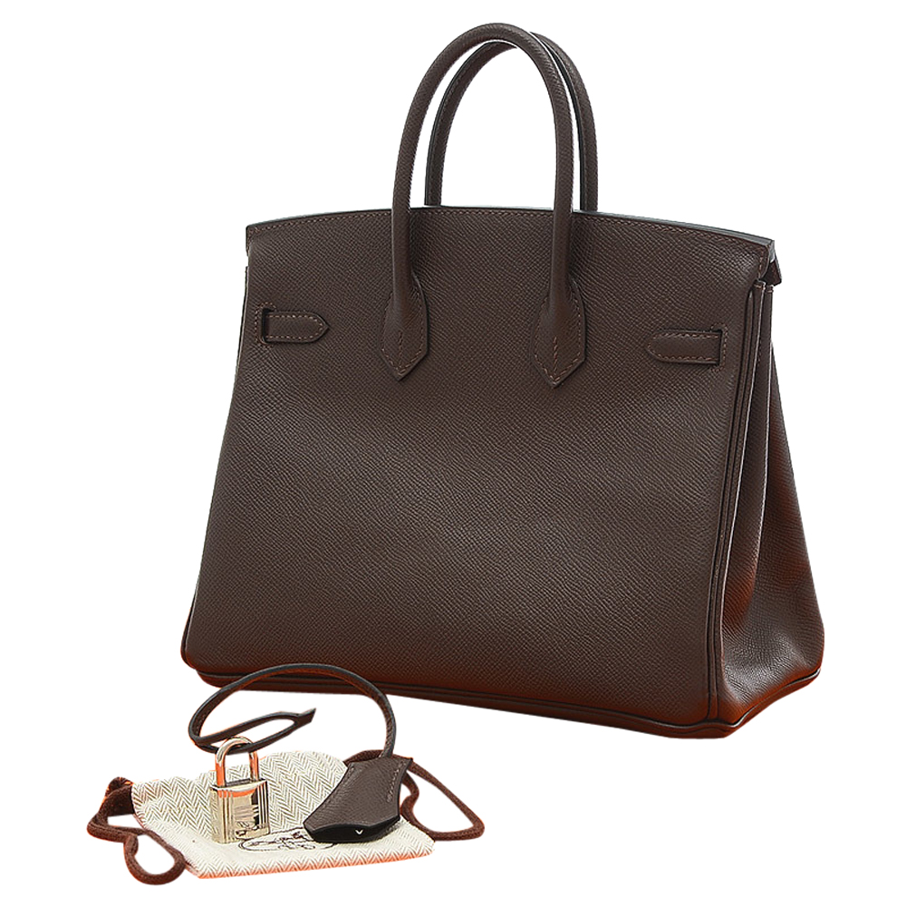 

Hermes Brown Epsom Leather Palladium Hardware Birkin 25 Bag