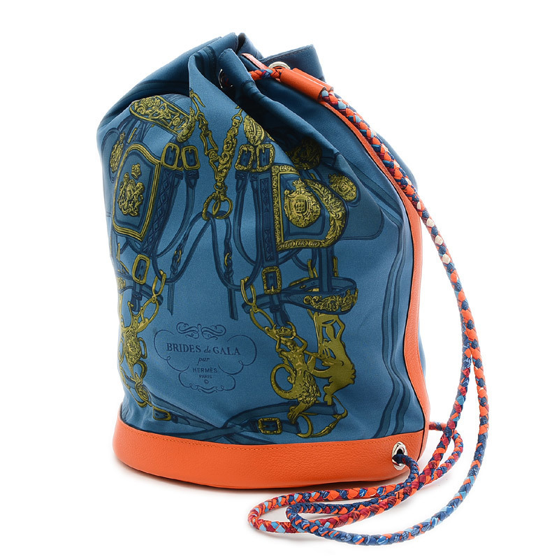 

Hermes Blue/Orange Leather Silk Sac Soi Cool 22 Backpack