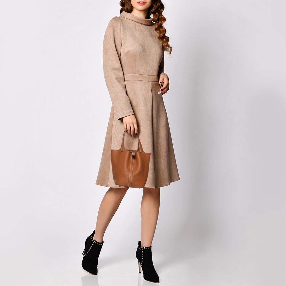 

Hermes Gold Taurillon Clemence Leather Picotin Lock PM Bag, Brown