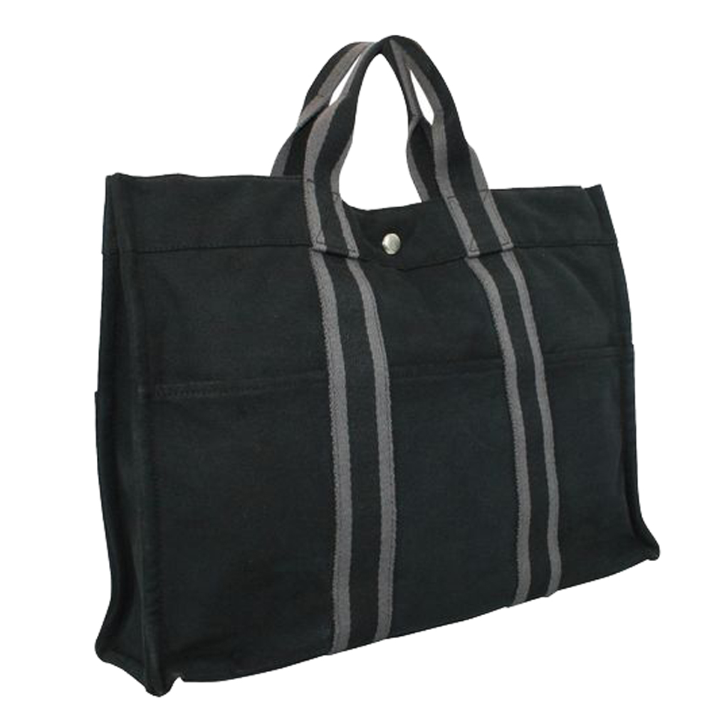 

Hermes Black Canvas Fabric Fourre Tout MM Tote Bag