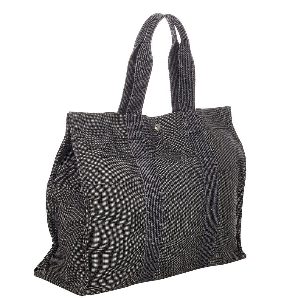 

Hermes Grey Canvas Fabric Herline GM Tote Bag