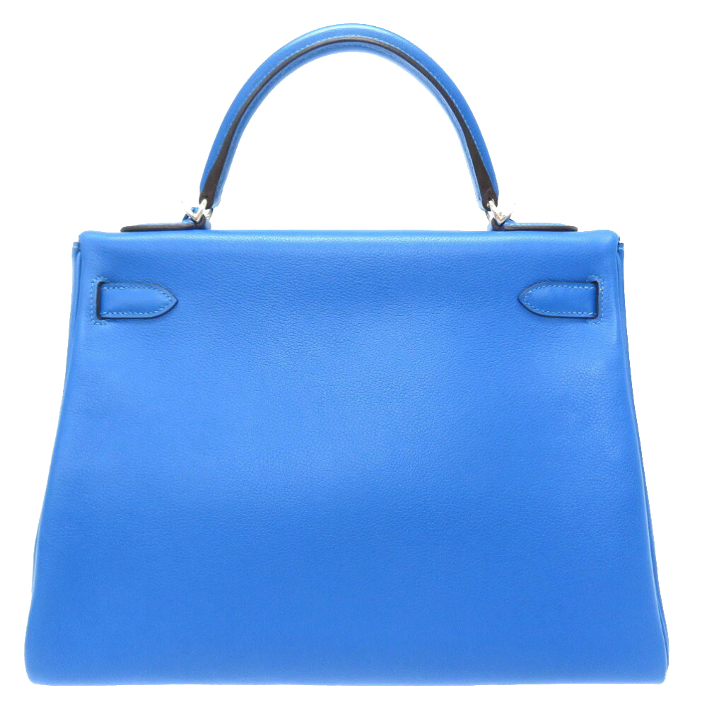 

Hermes Blue Calf Leather Palladium Hardware Kelly Retourne 32 Bag