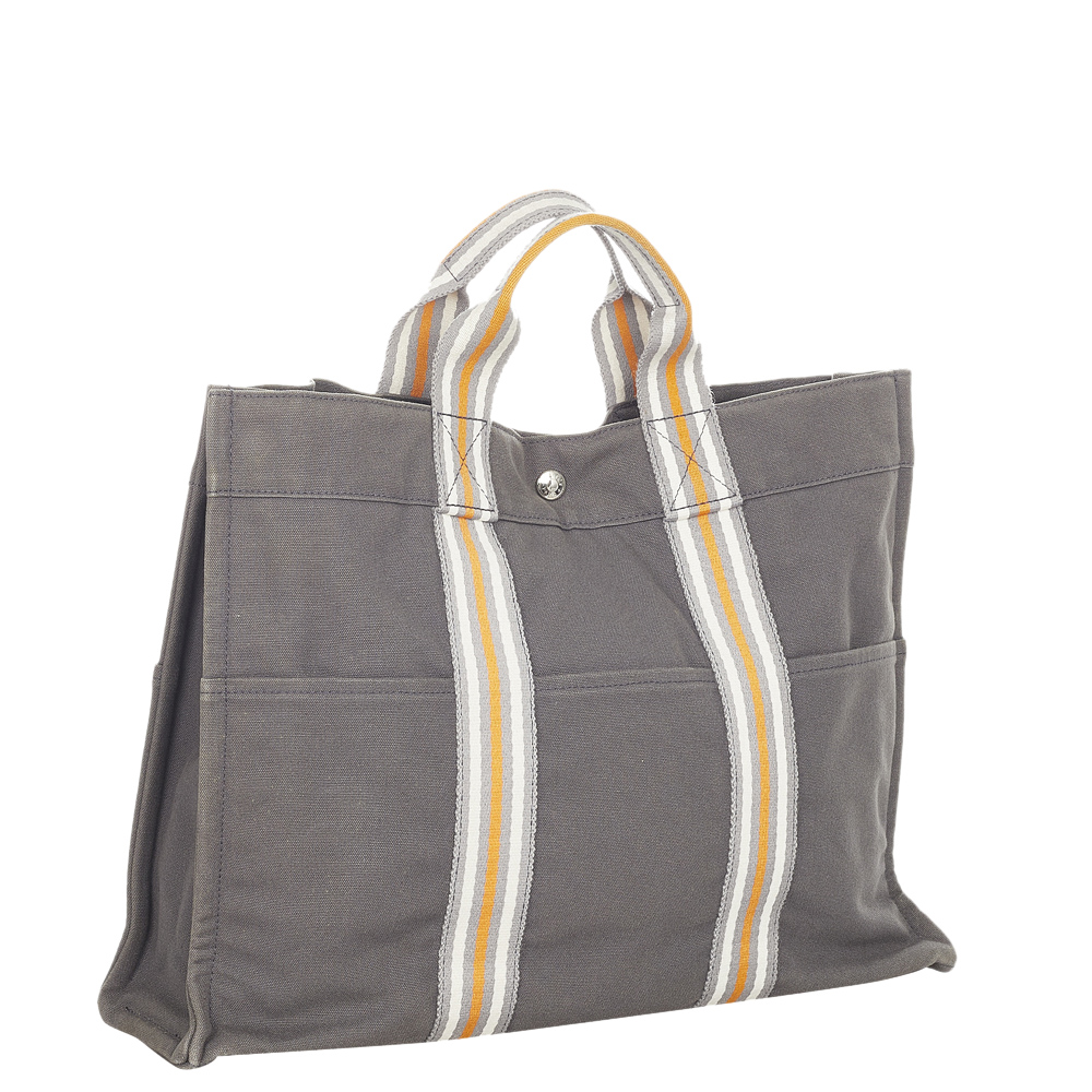 

Hermes Grey Canvas Fabric Fourre Tout MM Tote Bag