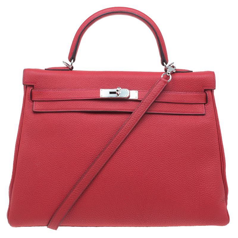 Pre Owned حقيبة هيرمس كيلي ريتورن 35 جلد كليمينس أحمر إكسسوار بلاديوم