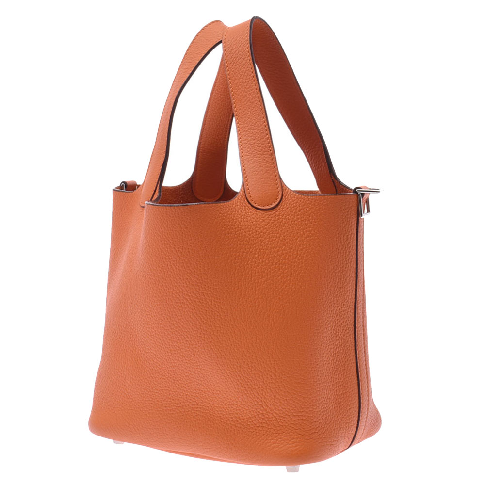

Hermes Orange Taurillon Clemence Picotin Lock PM Top Handle Bag