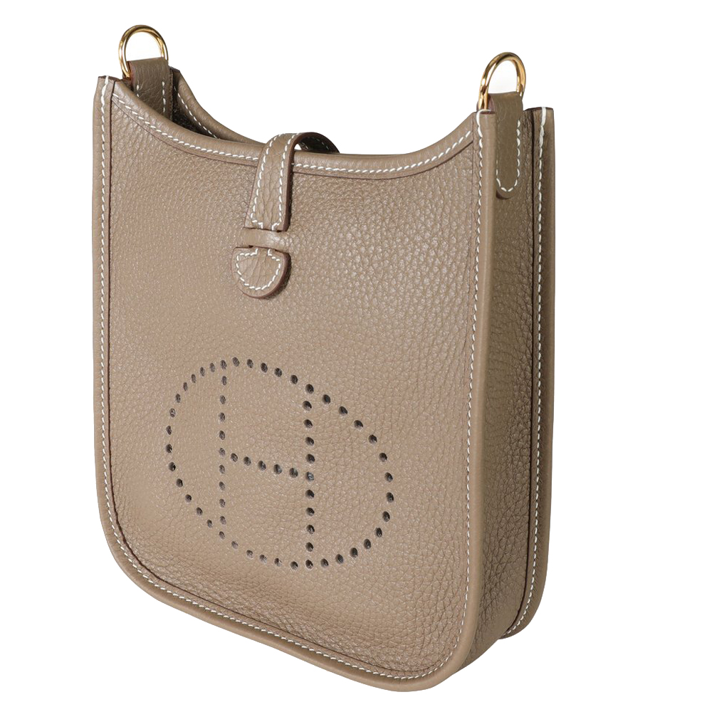 

Hermes Etoupe Clemence Leather Evelyne TPM Shoulder Bag, Brown