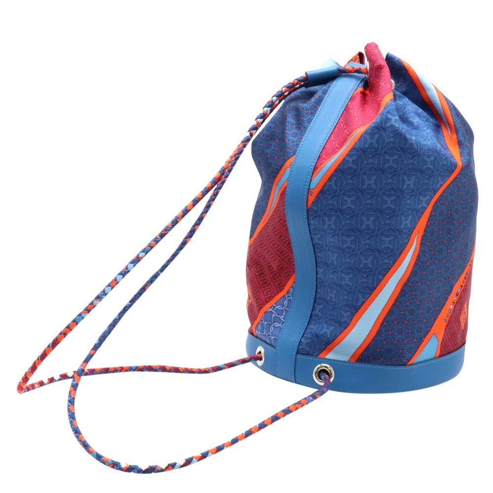 

Hermes Blue Leather Silk Soi Cool Backpack, Multicolor