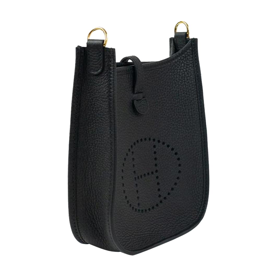 

Hermes Black Clemence Leather Evelyne Shoulder Bag