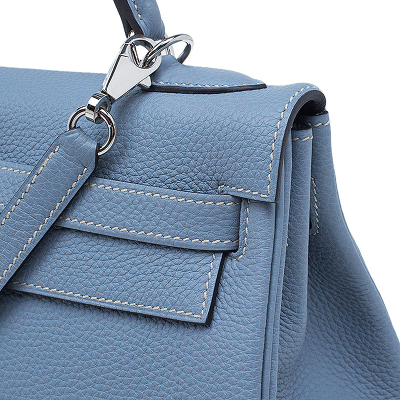 Hermès Blue Atoll Togo Kelly Retourne 32cm Palladium Hardware