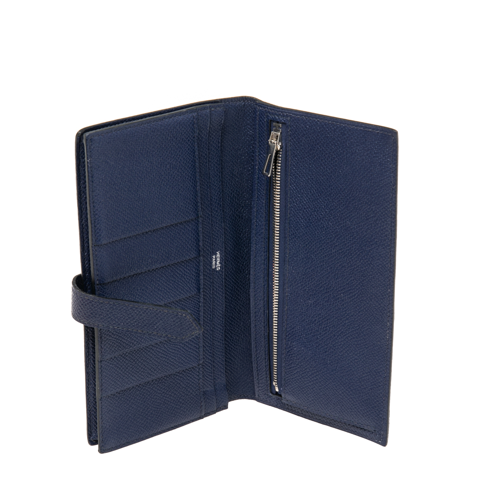 

Hermes Navy Blue Epsom Leather Bearn Gusset Wallet