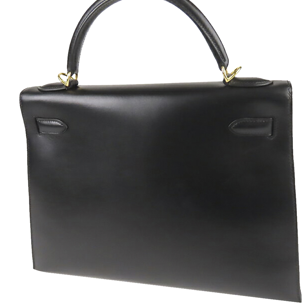 

Hermes Black Box Calf Leather Gold Hardware Kelly Sellier 32 Bag