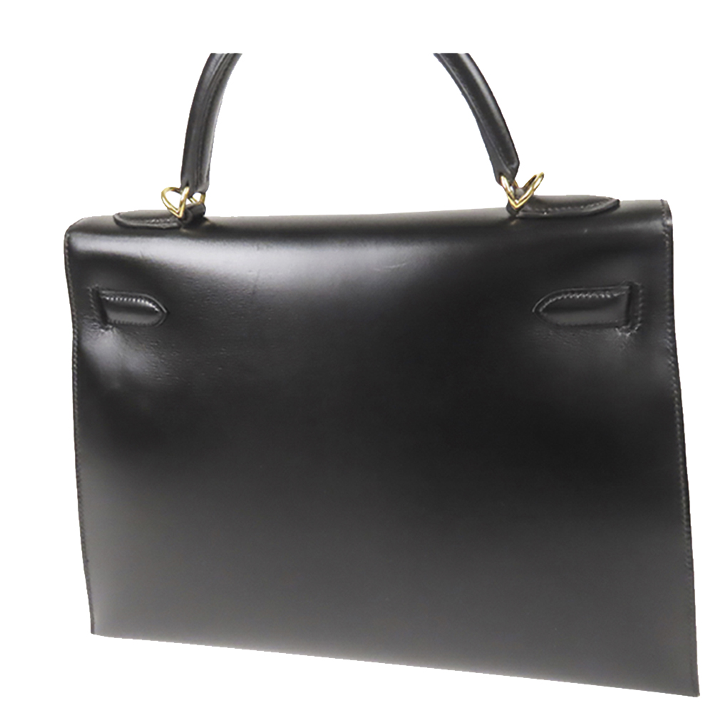 

Hermes Black Box Calf Leather Gold Hardware Kelly Sellier 32 Bag