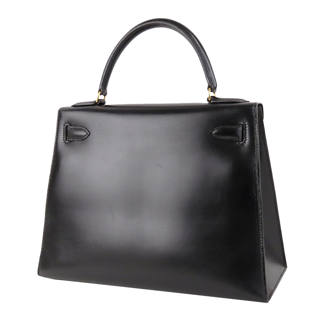 

Hermes Black Box Calf Leather Gold Hardware Kelly Sellier 28 Bag