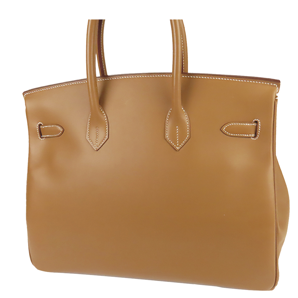 

Hermes Brown Box Calf Leather Gold Hardware Birkin 35 Bag