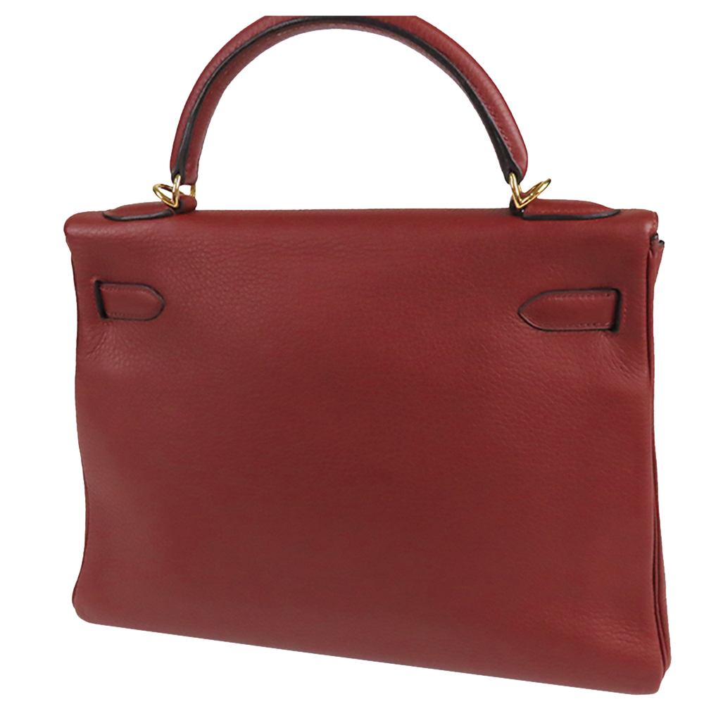 

Hermes Red Taurillon Clemence Leather Gold Hardware Kelly 32 Bag
