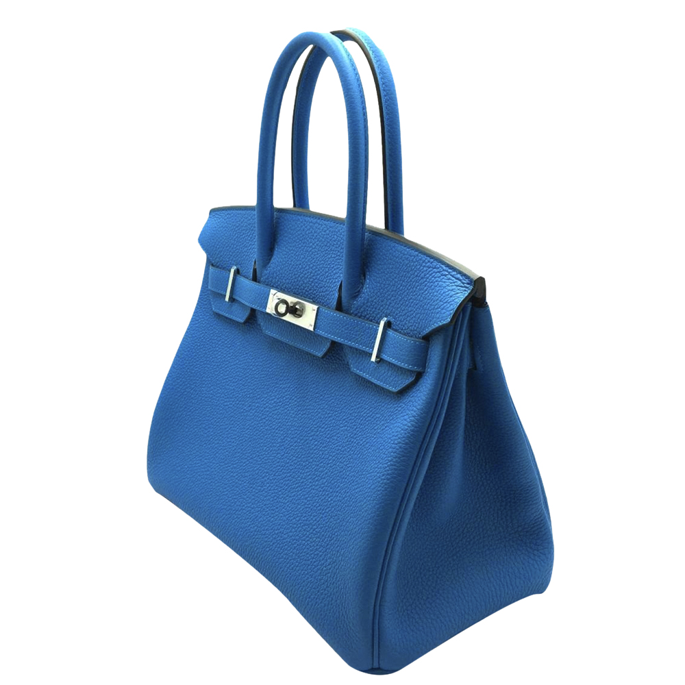 

Hermes Blue Taurillon Clemence Leather Palladium Hardware Birkin 30 Bag