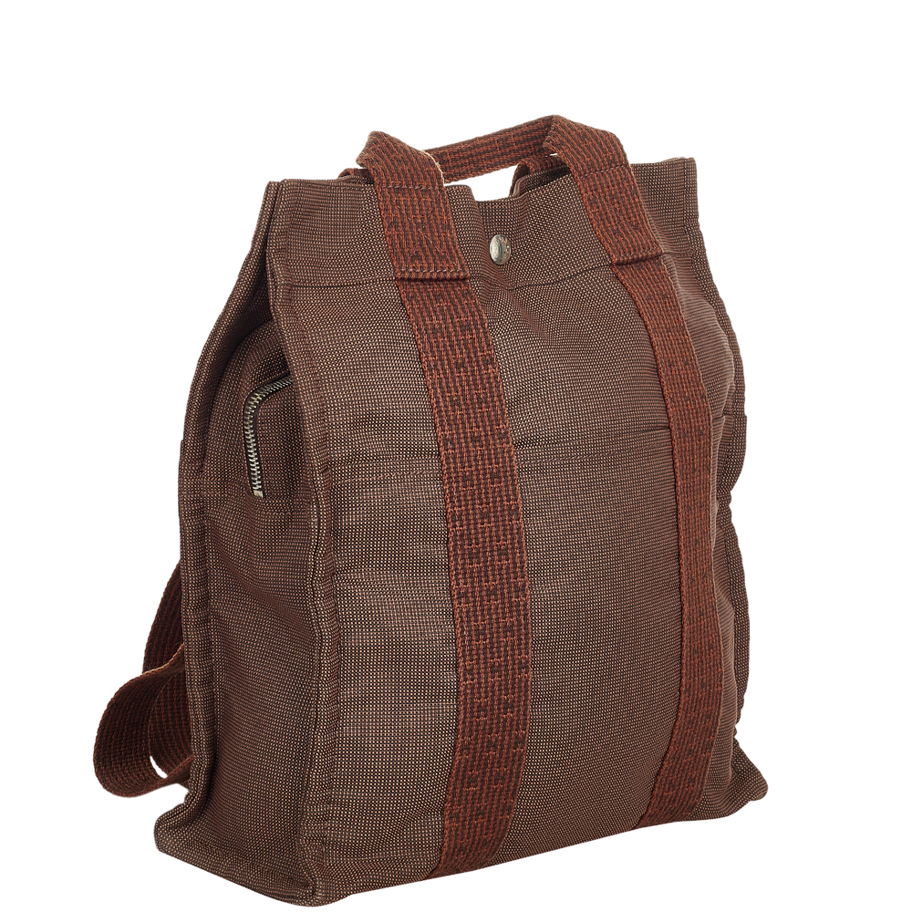 

Hermes Brown Canvas Fabric Herline Backpack